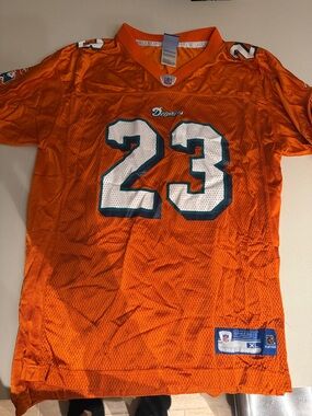 NFL Bright Orange Jersey with Blue Collar Tab KIDS XL